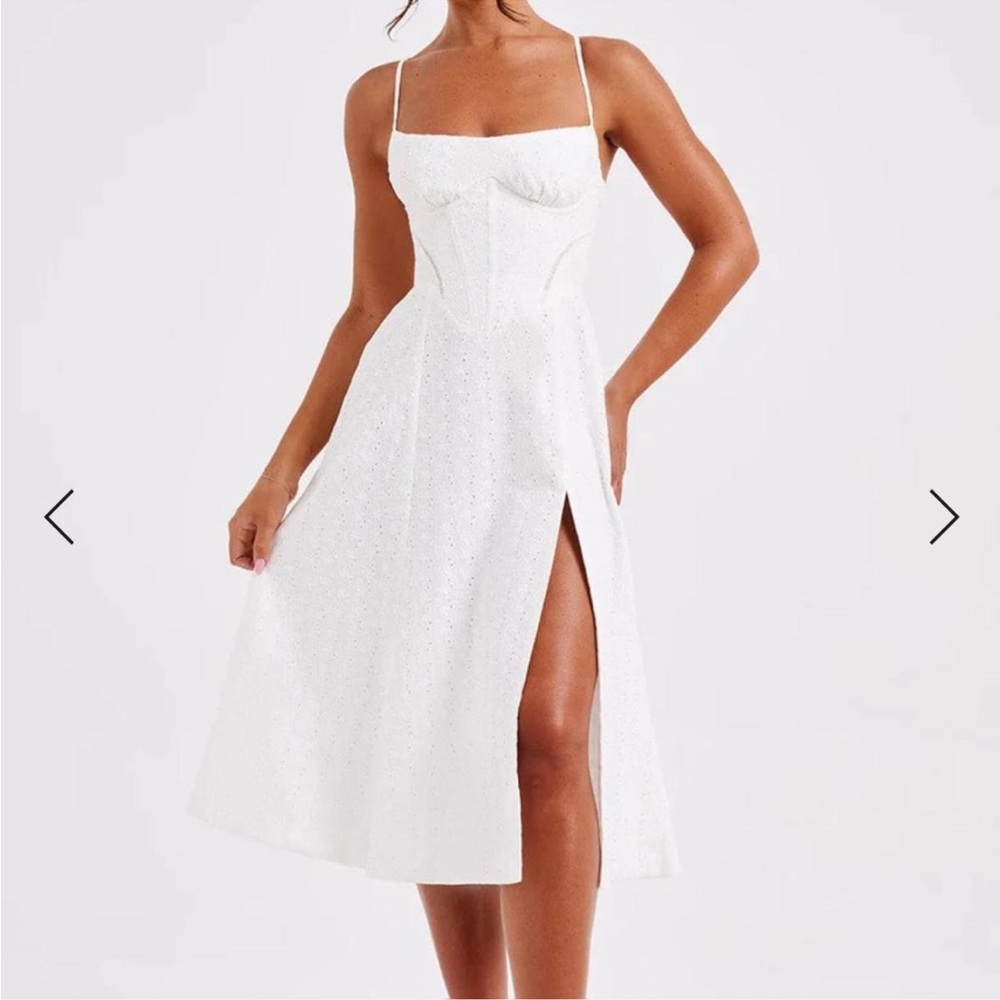 Babyboo Fashion White Midi Dress